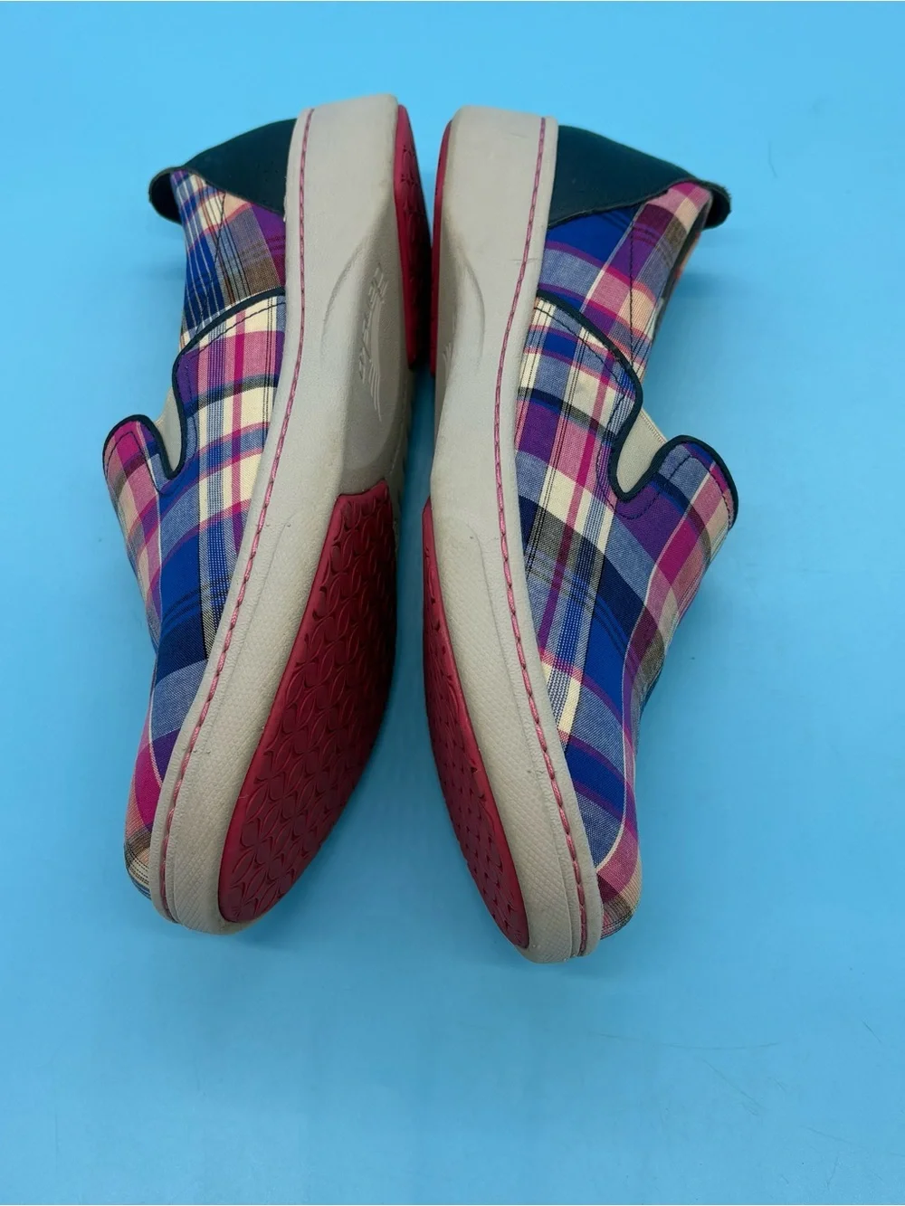 Dansko Belle Madras Plaid Canvas Slip On Comfort Sneakers Size 10.5 / 41